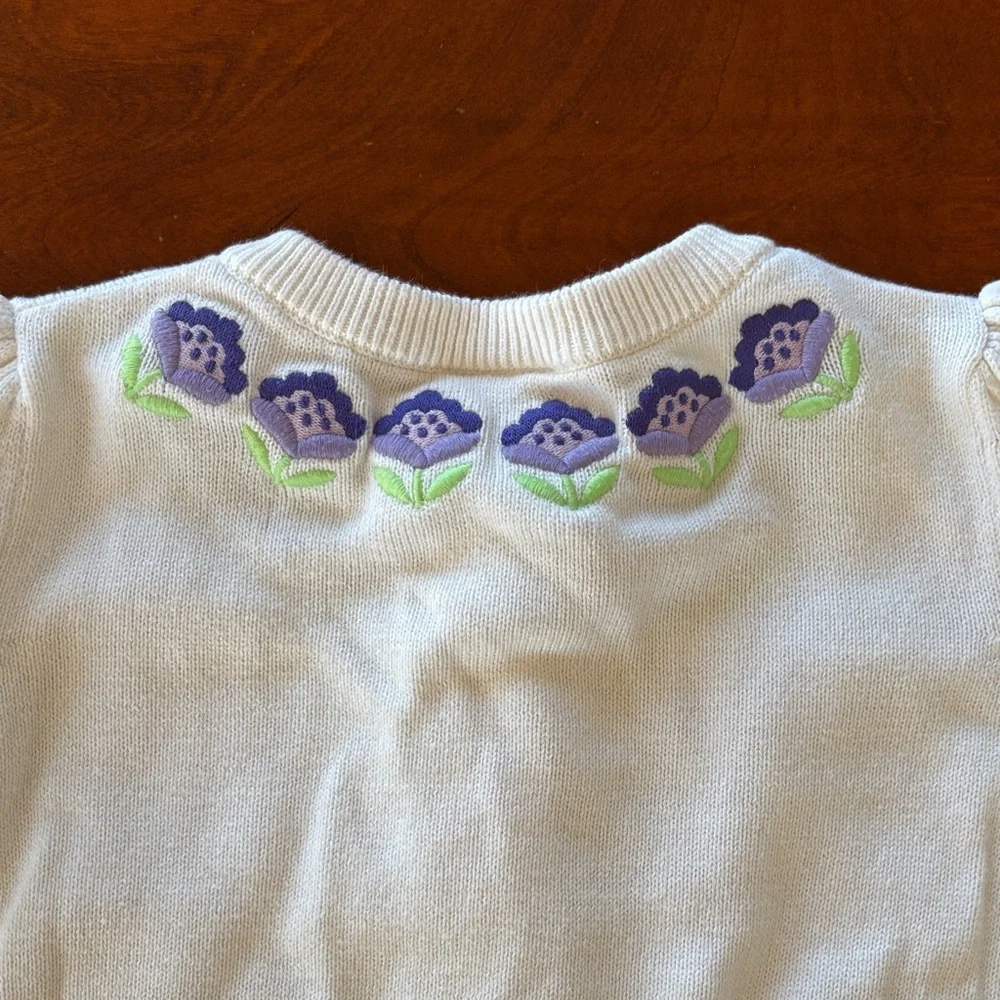 Gymboree Girls Embroidered Floral Cardigan -‎ Lovely Lavender - White